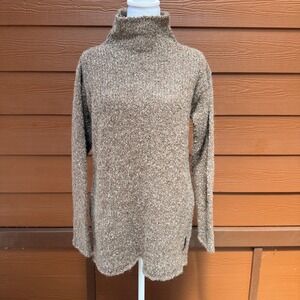 Conte of Florence Mock Neck Sweater Womens Medium Brown Wool Alpaca Italy Knit